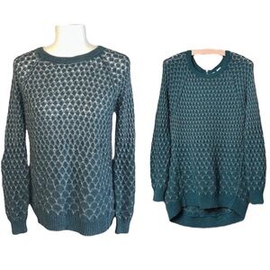 Moth Anthropologie Dot-Dot Honeycomb Crochet Teal Sweater - M